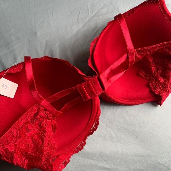 Smart & Sexy Red Underwired Bra 40DD Push Up Bra 85046 Signature Floral Lace Bra - Picture 2 of 4